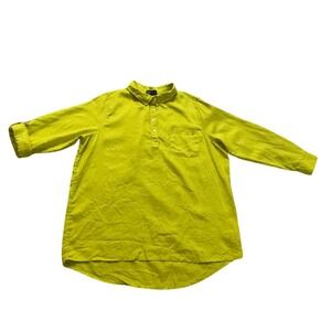 Jones New York 100% Linen Shirt Size 1X Long Sleeves Half-Buttoned Rolled Cuffs